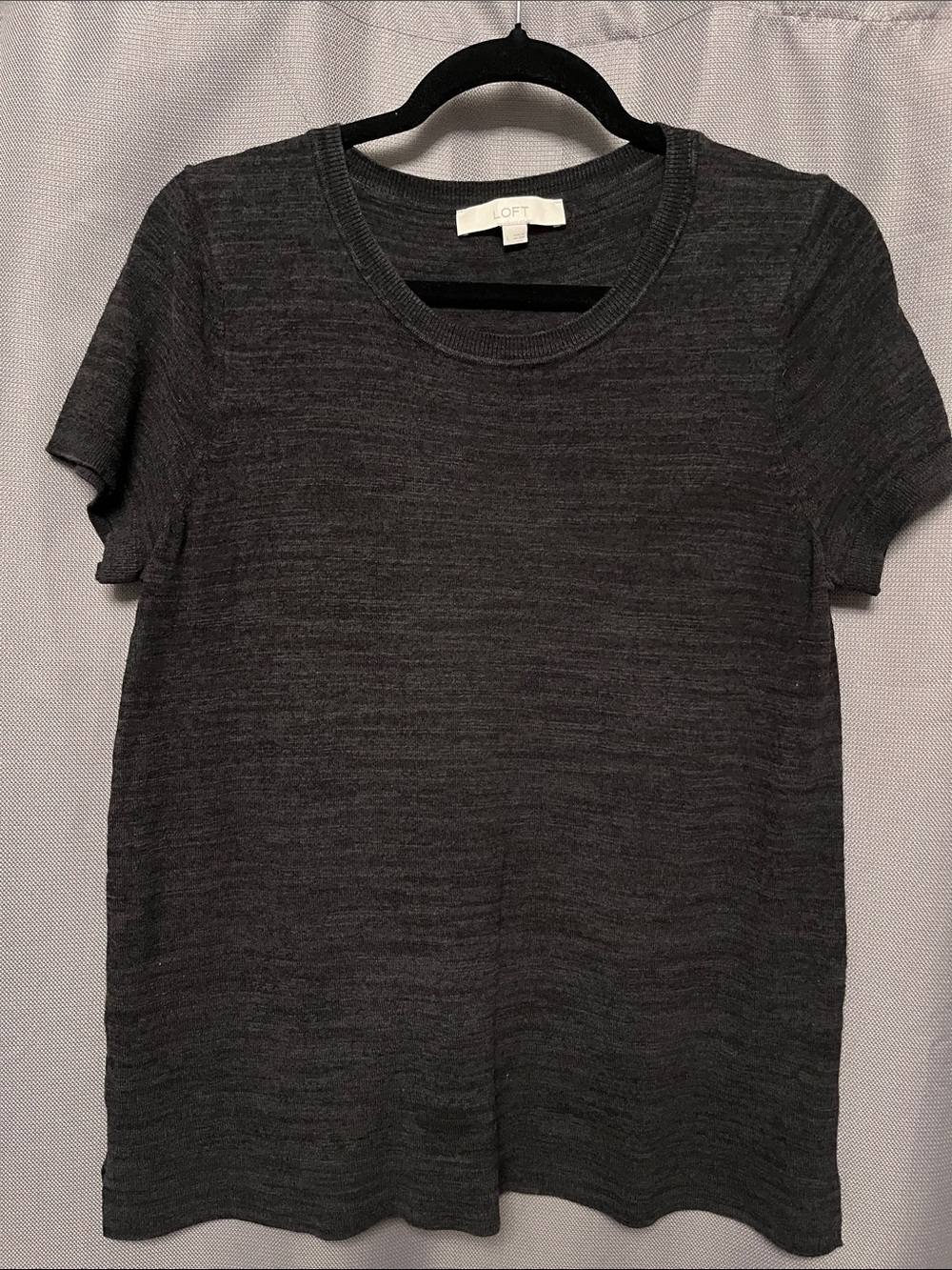 LOFT Dark Charcoal Heather Short-Sleeve Cotton Tee